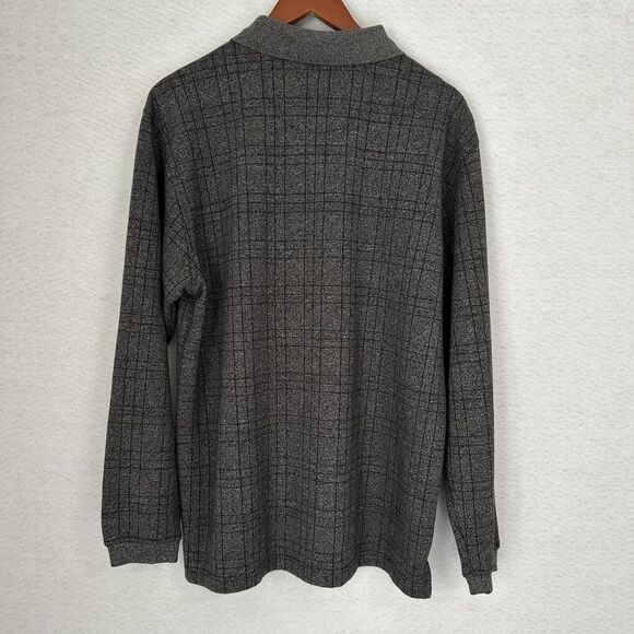 GB Geoffrey Bean Sweater Men Large Gray Plaid Henley Pullover Casual Comfy Dad - Picture 12 of 12